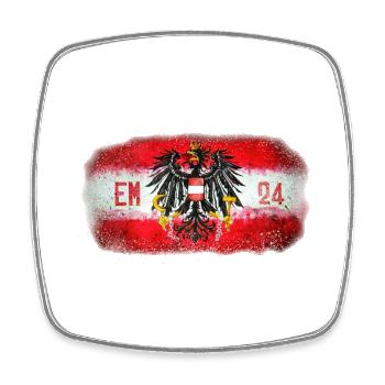EM 2024 Österreich - Viereckiger Kühlschrankmagnet - Weiß - Vorne