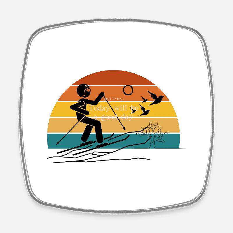 Motivational climbing. Today will be a good day. - Square fridge magnet - white