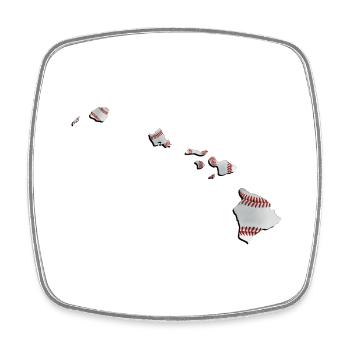 Real Baseball in the Hawaii State Map - Square fridge magnet - white - Front