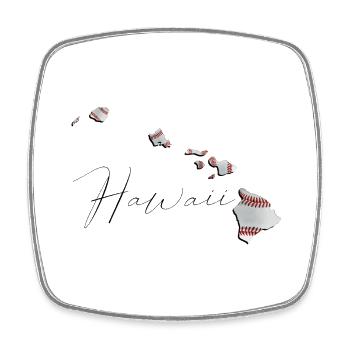 Real Baseball in Hawaii State Map HI - Square fridge magnet - white - Front