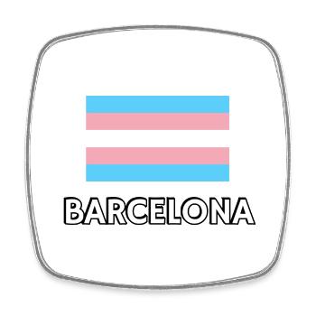 Trans Pride Flagge Barcelona - Viereckiger Kühlschrankmagnet - Weiß - Vorne