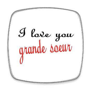Ich liebe dich GROSSE SCHWESTER - Viereckiger Kühlschrankmagnet - Weiß - Vorne