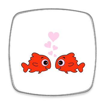 comic fische in love - Viereckiger Kühlschrankmagnet - Weiß - Vorne