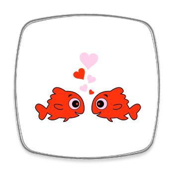 comic fische in love 2 - Viereckiger Kühlschrankmagnet - Weiß - Vorne