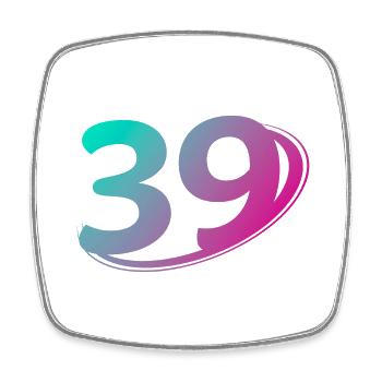 Number 39 multicolor - Square fridge magnet - white - Front