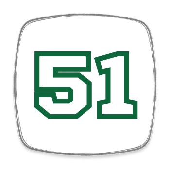 Number 51 green sport - Square fridge magnet - white - Front