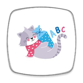 Chat avec cône d’école inscription à l’école - Magnet carré - blanc - Devant