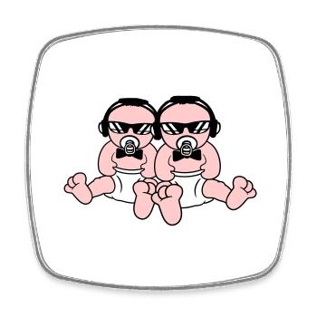 Bébés Cool 2 DJ Mignon Bambins Équipe Frères Crew - Magnet carré - blanc - Devant