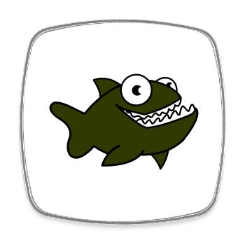 Piranha 01 - Square fridge magnet - white - Front