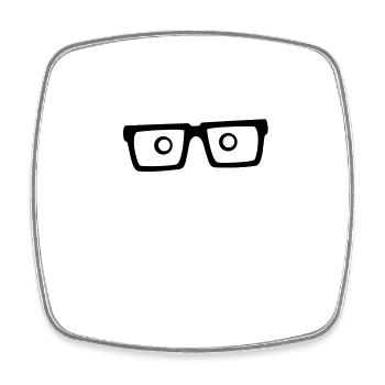 Schlauer Nerd Affe Kopf Hornbrille Geek Gesicht - Viereckiger Kühlschrankmagnet - Weiß - Vorne