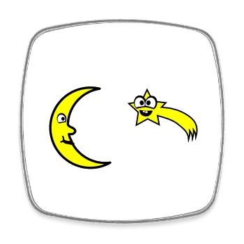 Mond und Sterne - Viereckiger Kühlschrankmagnet - Weiß - Vorne
