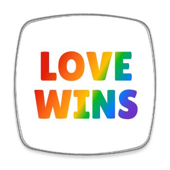 Liebe gewinnt LGBT Regenbogen Text - Viereckiger Kühlschrankmagnet - Weiß - Vorne
