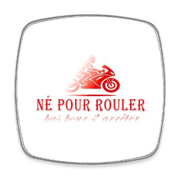 MOTARD MOTO NE POUR ROULER - Magnet carré - blanc - Devant
