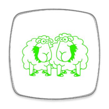 Deux moutons mangent de l’herbe 2 amis Équipe affamée - Magnet carré - blanc - Devant