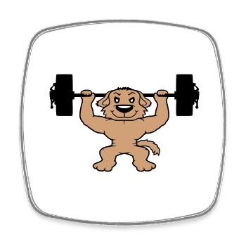 Chien Bodybuilder Muscles forts Gym Haltérophilie - Magnet carré - blanc - Devant