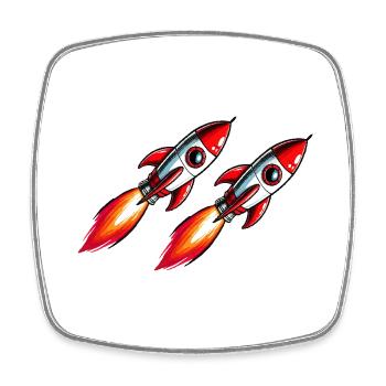 Rakete Comic - Viereckiger Kühlschrankmagnet - Weiß - Vorne