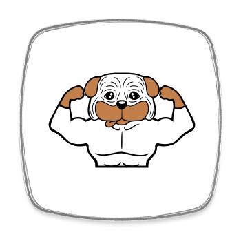 Chien Bodybuilder Muscles forts Gym Haltérophilie - Magnet carré - blanc - Devant