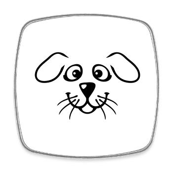Visage de chien Petit Tête d’animal de compagnie Mignon - Magnet carré - blanc - Devant