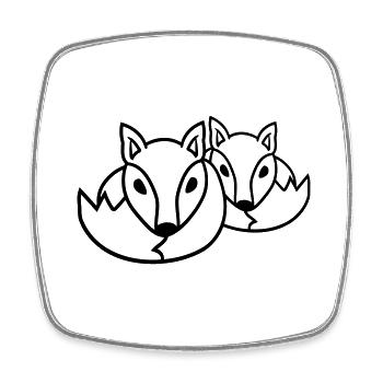 2 Foxes Friends Red Fox Two Wild Animals Team - Square fridge magnet - white - Front