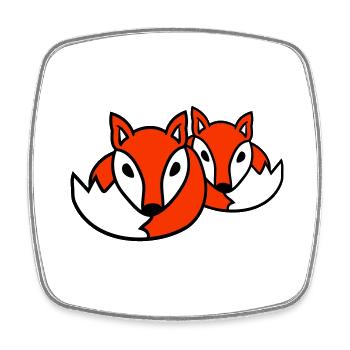 2 Foxes Friends Red Fox Two Wild Animals Team - Square fridge magnet - white - Front