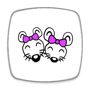 2 souris petites amies couple deux femmes filles équipe - Magnet carré - blanc - Devant