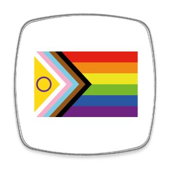 Drapeau de la fierté - Drapeau arc-en-ciel - Magnet carré - blanc - Devant
