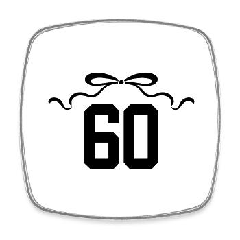 Numéro 60 noeud - 60e anniversaire - Magnet carré - blanc - Devant
