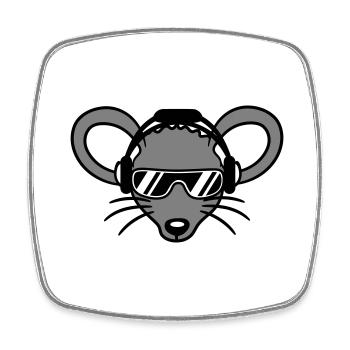 Maus Sonnenbrille Cool Kopfhörer Party Musik hören - Viereckiger Kühlschrankmagnet - Weiß - Vorne