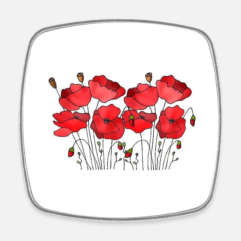 Fleur - Magnet carré - blanc