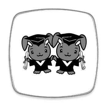 2 Bunnies College School Graduation Two Friends Team - Square fridge magnet - white - Front