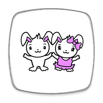 2 Bunnies Two Girlfriend Love Couple In Love Cute - Square fridge magnet - white - Front