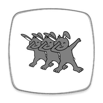 3 Bunnies Dabbing Dab Dance Pose Dancing Party Celebrate - Square fridge magnet - white - Front
