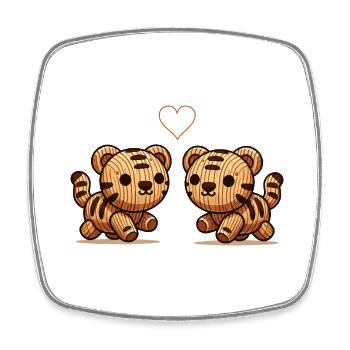 holz tiger paar love - Viereckiger Kühlschrankmagnet - Weiß - Vorne