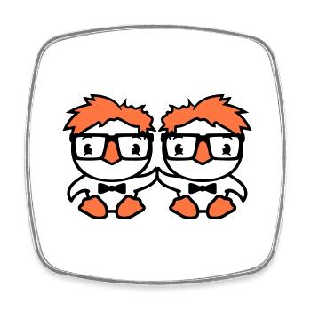2 Birds Nerd Geek Smart Intelligent Horn-Rimmed Glasses - Square fridge magnet - white - Front