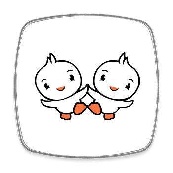 2 Canards Amis Heureux Mignon Mignon Amical - Magnet carré - blanc - Devant