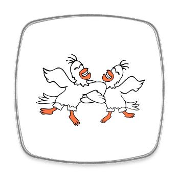 2 canards danse cercle danse polka fête célébrer le plaisir - Magnet carré - blanc - Devant