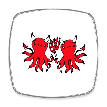 2 Oktopus Teufel Hölle Team Freunde Satan Böse süß - Viereckiger Kühlschrankmagnet - Weiß - Vorne