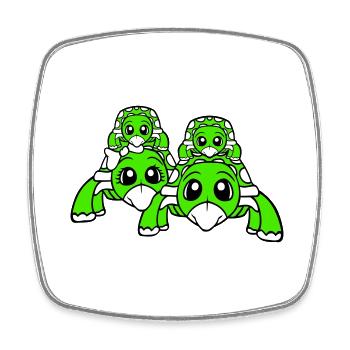 2 Schildkröten Kinder Familie Mama Papa Mom Dad - Viereckiger Kühlschrankmagnet - Weiß - Vorne