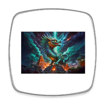 Quetzalcoatl, Aztekischer gefiederter Schlangengott der Mythologie - Viereckiger Kühlschrankmagnet - Weiß - Vorne