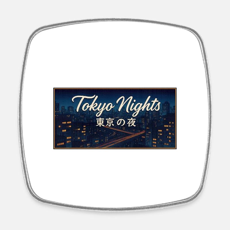 Tokyo Night 1 - Square fridge magnet - white