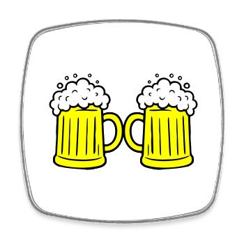 Bierglas Anstoßen - Viereckiger Kühlschrankmagnet - Weiß - Vorne