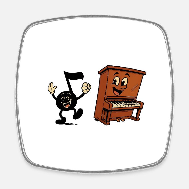 Piano dance - Square fridge magnet - white