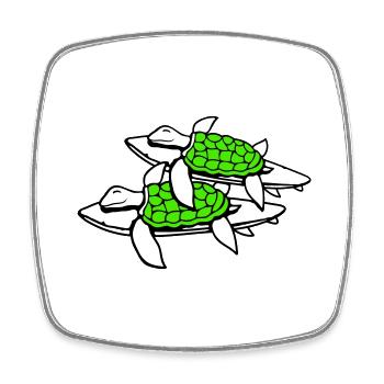 2 Water Turtles Surfer Surfing Surfboard Cute - Square fridge magnet - white - Front