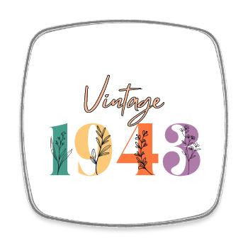 Vintage 1943 Floral - Square fridge magnet - white - Front