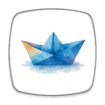 Paper Boat Watercolor - Square fridge magnet - white - Front