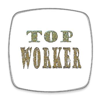 Top Worker - Square fridge magnet - white - Front