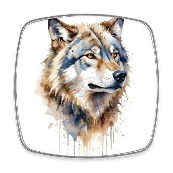 Grauer Wolf Aquarell - Wild und frei - Viereckiger Kühlschrankmagnet - Weiß - Vorne