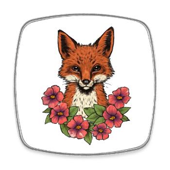 Fuchs in Blumen - Viereckiger Kühlschrankmagnet - Weiß - Vorne