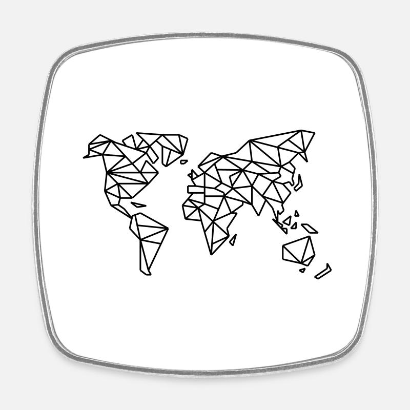 World Map - Square fridge magnet - white