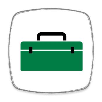 Boîte à outils ou boîte d'attirail - un cadeau - Magnet carré - blanc - Devant